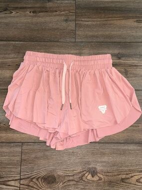 Women's Pink Athletic Ruffle Shorts - Brand Unspecified